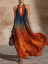 European And American Floral-print Sleeveless Maxi Dress For Vacation